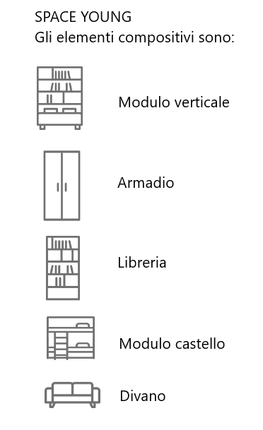 Letti a scomparsa Elementi compositivi young 927