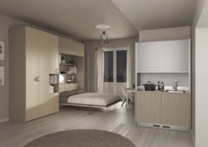 Letto a scomparsa space con cucina monoblocco _fly anta serrandina 2